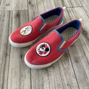 Disney x Junk Food Unisex Kids Mickey Mouse Red Blue Slip On Sneakers SZ 6